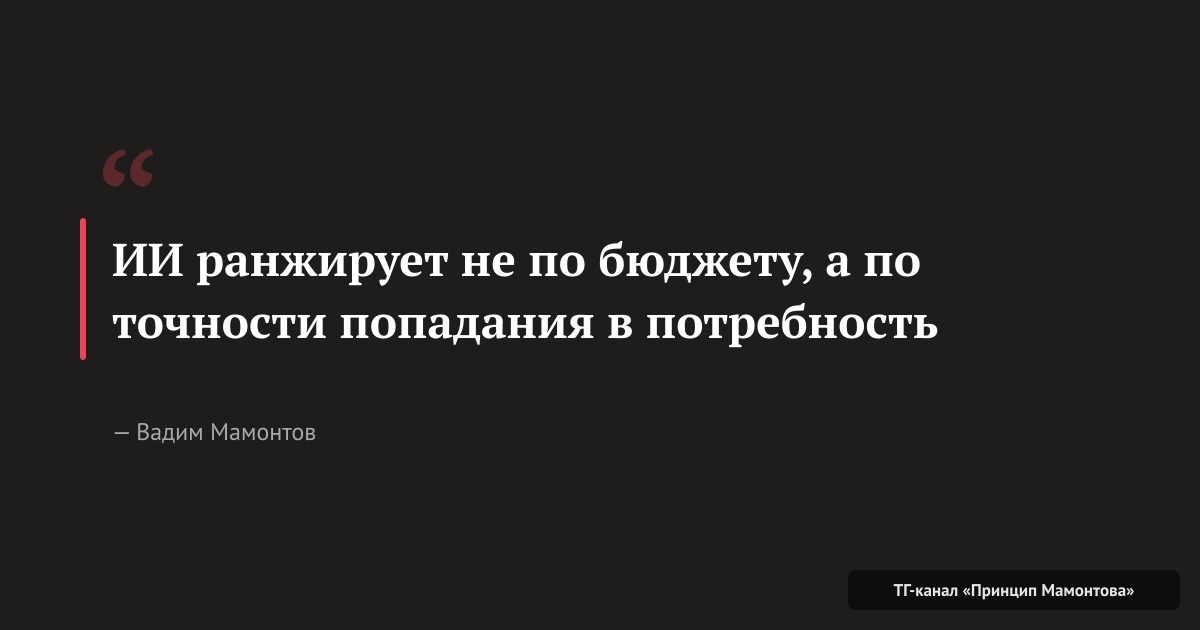 ИИ ранжирует не по бюджету, а по точности попадания в потребность